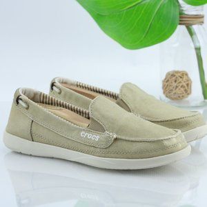 CROCS Walu Canvas Loafer Beige Tan Slip On Sneaker